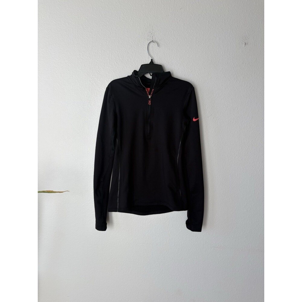 Nike Pro Hyperwarm 1/4 Zip Pullover Black Long Sleeve Women’s Size Small